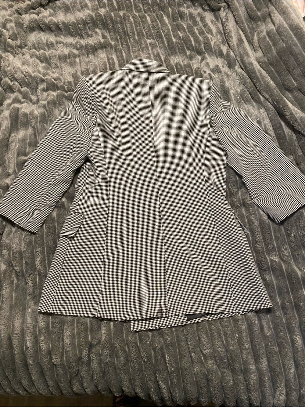 ZARA Black and White Houndstooth Double-Breasted Blazer - Picture 3 of 3